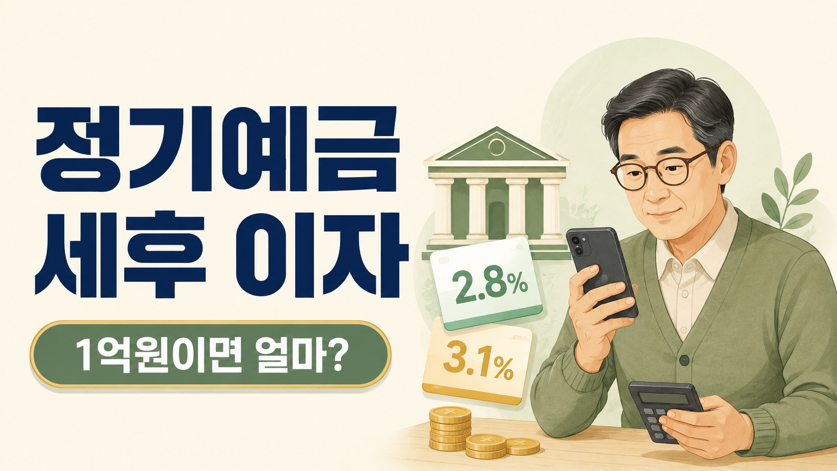 정기예금 금리 비교, 1억원 맡기면 세후 이자 얼마일까?