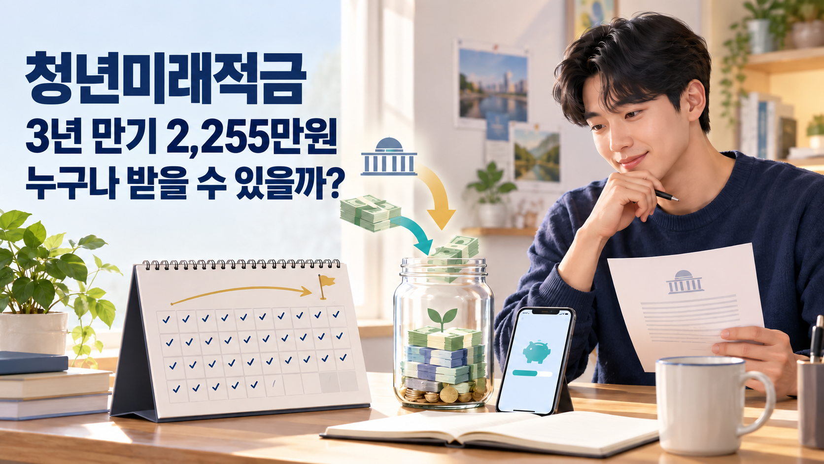 청년미래적금 3년 만기 2,255만원, 누구나 받을 수 있을까? 가입조건·정부기여금 계산